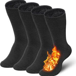 2Pairs Thermal Socks for Men,Heated Thick Crew Socks,Warm Winter Socks Insulated
